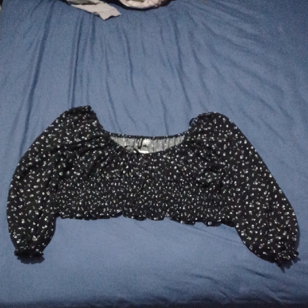 Divided By H&M Women Long Sleeve Floral Crop Top Size 2X